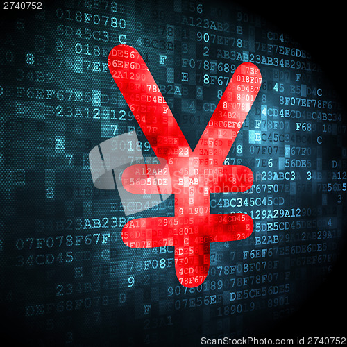 Image of Currency concept: Yen on digital background