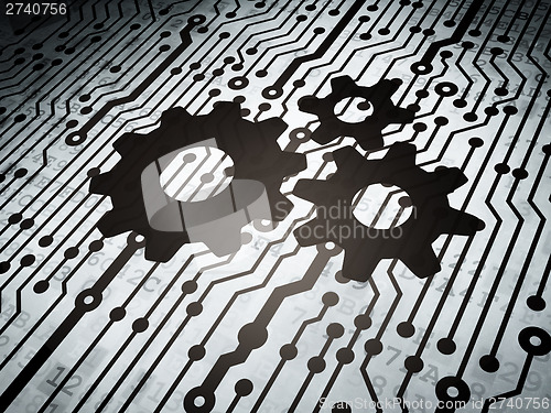 Image of Web development concept: circuit board with Gears
