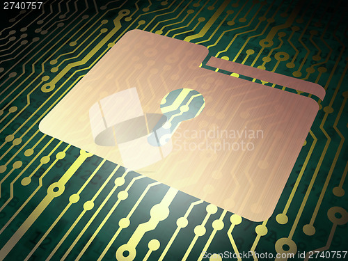 Image of Finance concept: circuit board with Folder Keyhole