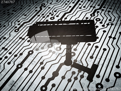 Image of Protection concept: circuit board with Cctv Camera