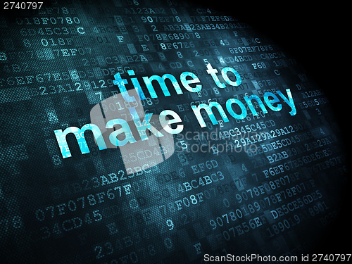 Image of Timeline concept: Time to Make money on digital background