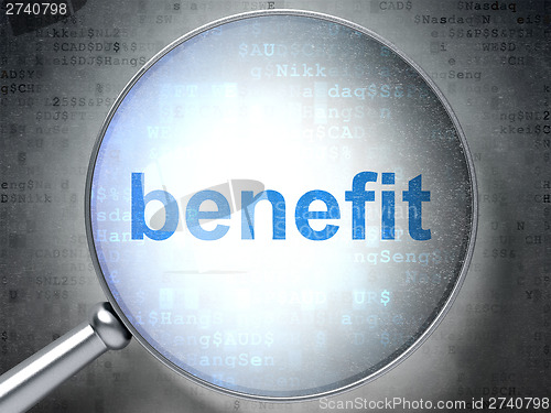 Image of Finance concept: Benefit with optical glass