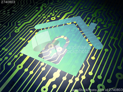 Image of Protection concept: circuit board with Home