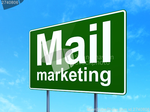 Image of Advertising concept: Mail Marketing on road sign background