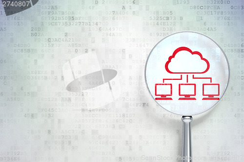 Image of Cloud technology concept:  Cloud Network with optical glass