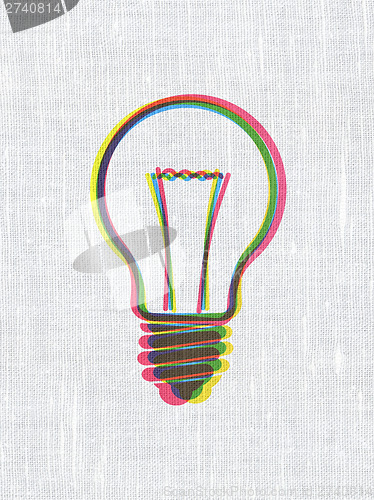 Image of Business concept: Light Bulb on fabric texture background