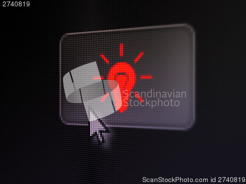 Image of Finance concept: Light Bulb on digital button background