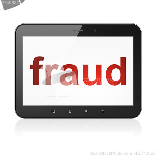 Image of Security concept: Fraud on tablet pc computer