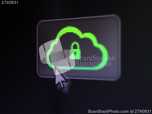 Image of Cloud technology concept: Cloud With Padlock on digital button