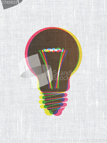 Image of Business concept: Light Bulb on fabric texture background