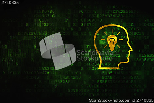 Image of Marketing concept: Head With Lightbulb on digital background