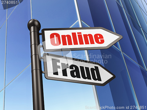 Image of Security concept: sign Online Fraud on Building background