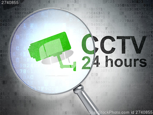 Image of Safety concept: Cctv Camera and CCTV 24 hours with optical glass