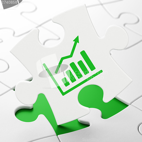Image of News concept: Growth Graph on puzzle background