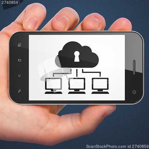 Image of Privacy concept: Cloud Network on smartphone