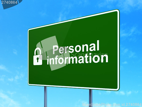Image of Privacy concept: Personal Information and Closed Padlock on sign