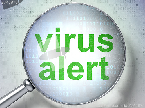 Image of Privacy concept: Virus Alert with optical glass