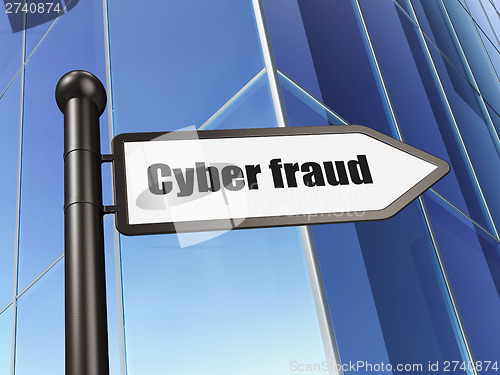 Image of Protection concept: Cyber Fraud on Building background