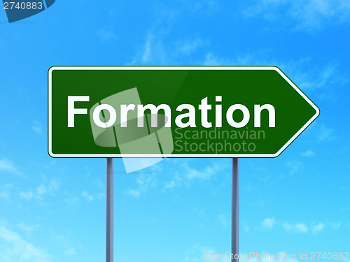Image of Education concept: Formation on road sign background