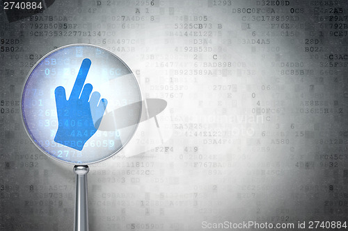 Image of Web development concept:  Mouse Cursor with glass on digital