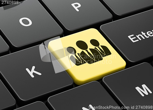 Image of Finance concept: Business People on computer keyboard background