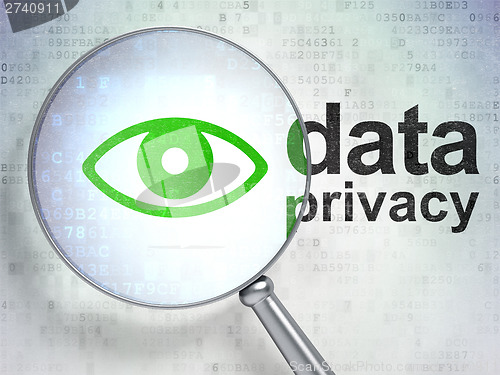 Image of Privacy concept: Eye and Data with optical glass
