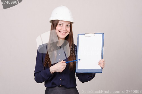 Image of Girl in a helmet advertises inscription