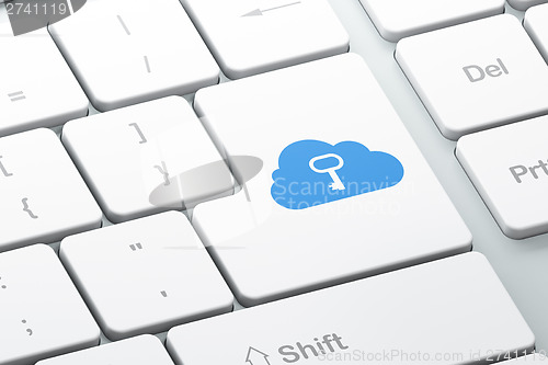 Image of Cloud networking concept: Cloud With Key on computer keyboard