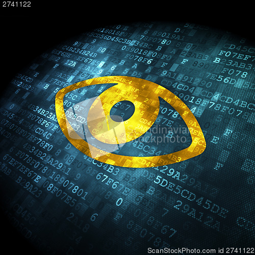 Image of Privacy concept: Eye on digital background