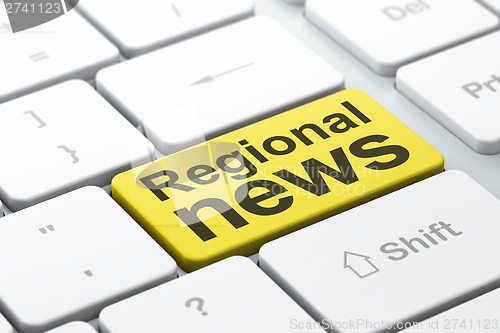 Image of News concept: Regional News on computer keyboard background