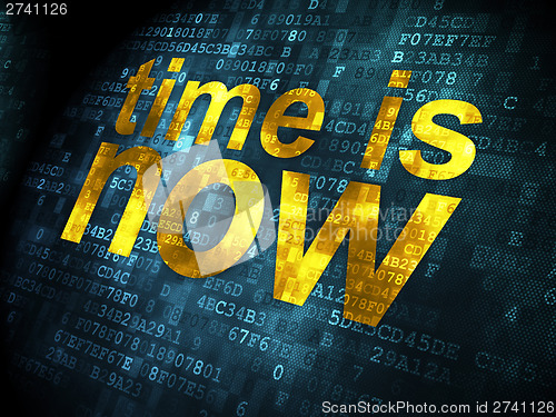 Image of Timeline concept: Time is Now on digital background