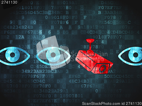 Image of Protection concept: Camera And Eye on digital background