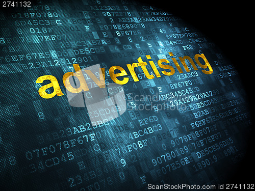 Image of Advertising concept: Advertising on digital background