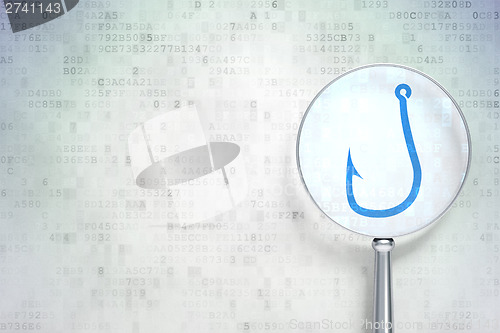 Image of Privacy concept:  Fishing Hook with optical glass on digital