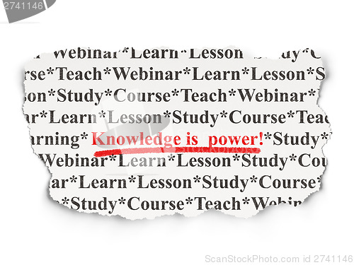Image of Education concept: Knowledge Is power! on Paper background