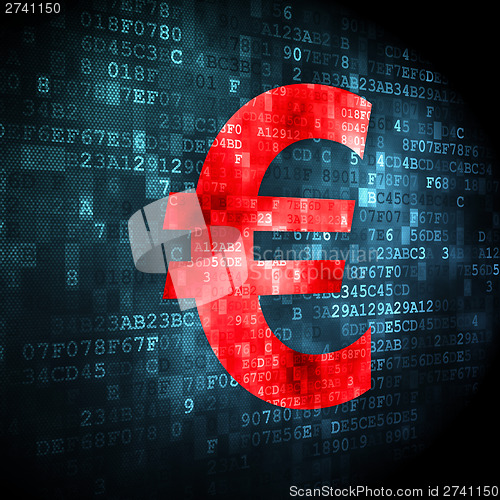 Image of Currency concept: Euro on digital background