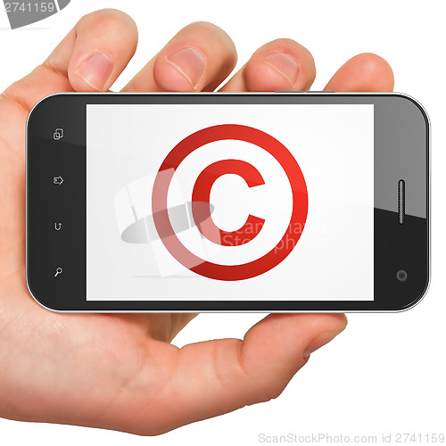 Image of Law concept: Copyright on smartphone