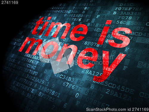 Image of Time concept: Time is Money on digital background