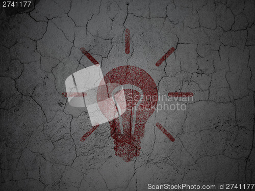Image of Finance concept: Light Bulb on grunge wall background