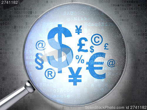 Image of Advertising concept:  Finance Symbol with optical glass