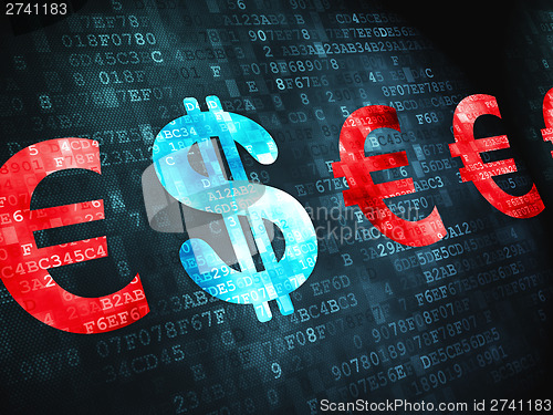 Image of Currency concept: Dollar And Euro on digital background