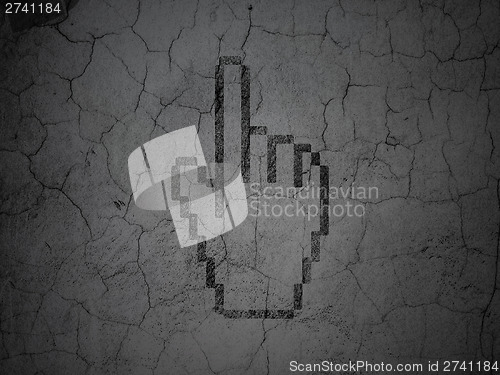 Image of Advertising concept: Mouse Cursor on grunge wall background