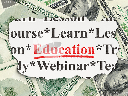 Image of Education concept: Education on Money background