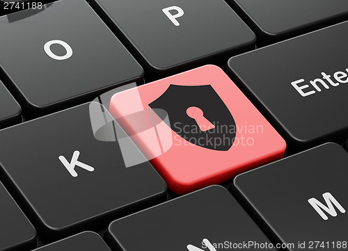 Image of Security concept: Shield With Keyhole on computer keyboard