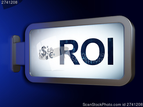 Image of Business concept: ROI and Finance Symbol on billboard background