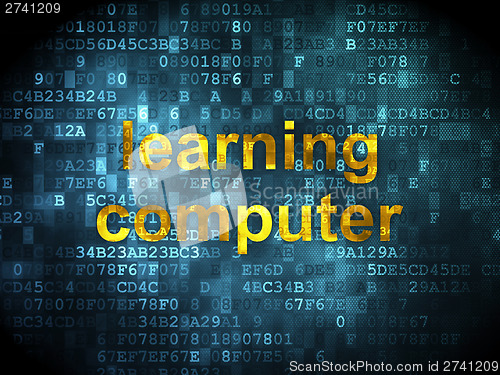 Image of Education concept: Learning Computer on digital background