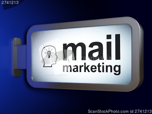 Image of Advertising concept: Mail Marketing and Head With Lightbulb on b