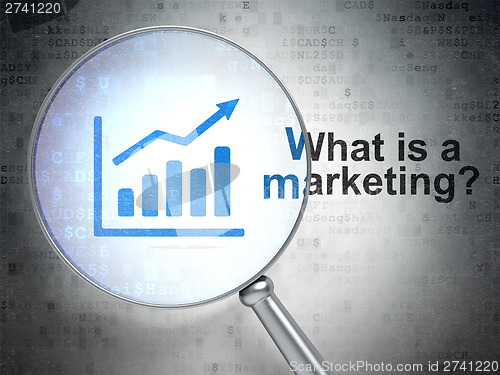 Image of Advertising concept: Growth Graph and What is a Marketing?