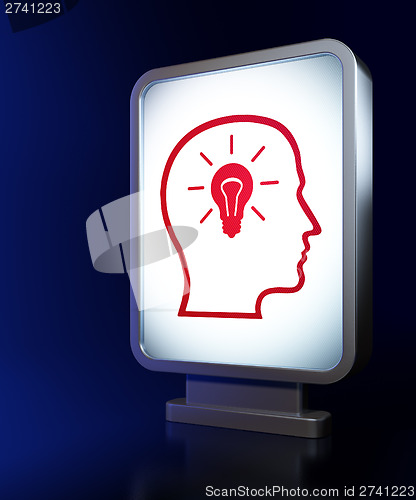 Image of Finance concept: Head With Lightbulb on billboard background