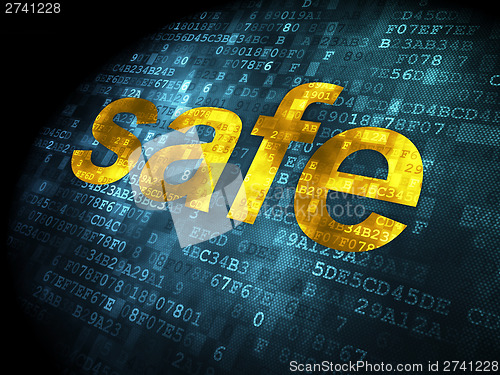 Image of Safety concept: Safe on digital background